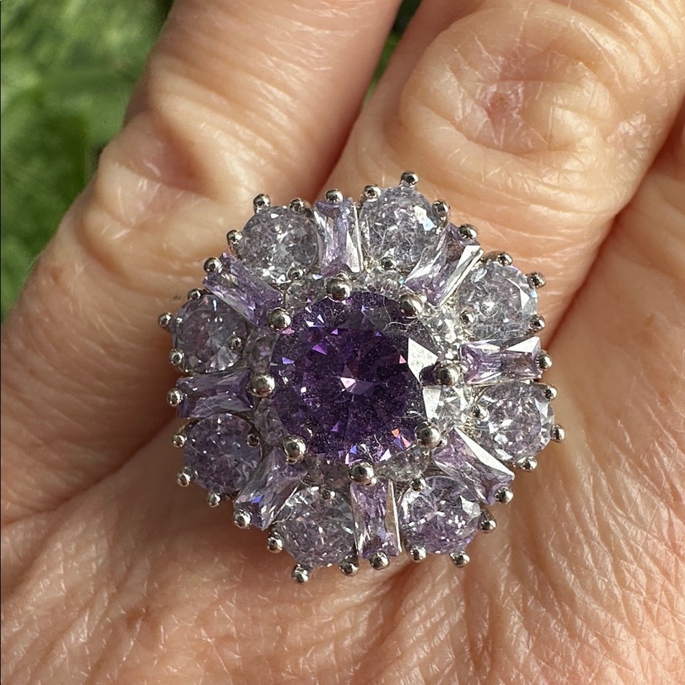 Elegant Purple and Silver Women's Ring - Picture 4 of 5